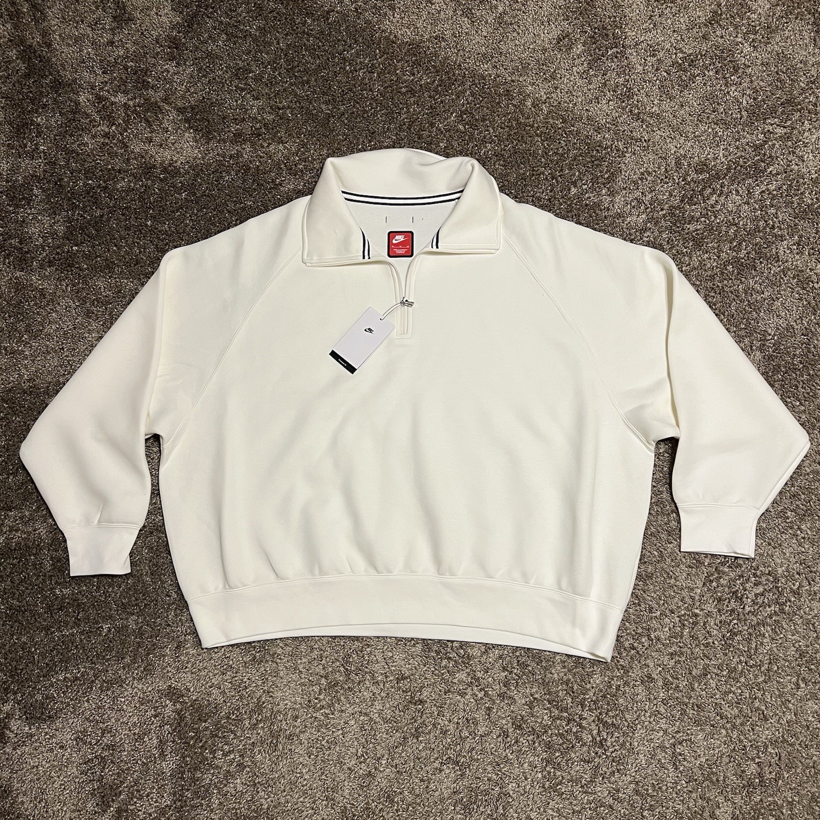 RARE Nike Tech Fleece Reimagined 1/2-Zip Top Sail White FN3399-133 Men's Size XL gallery