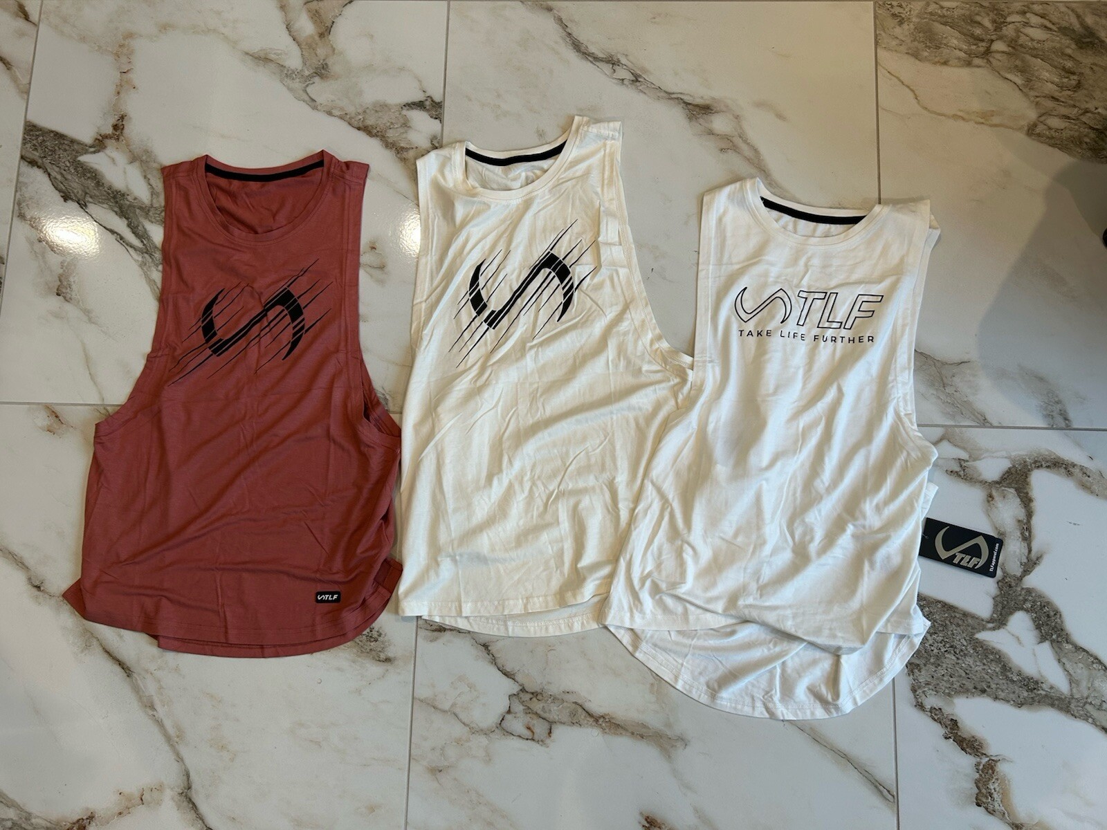 TLF Take Life Further Men’s Drop Tank Tops Stringers Gym Tee Lot Of 3 S Small gallery