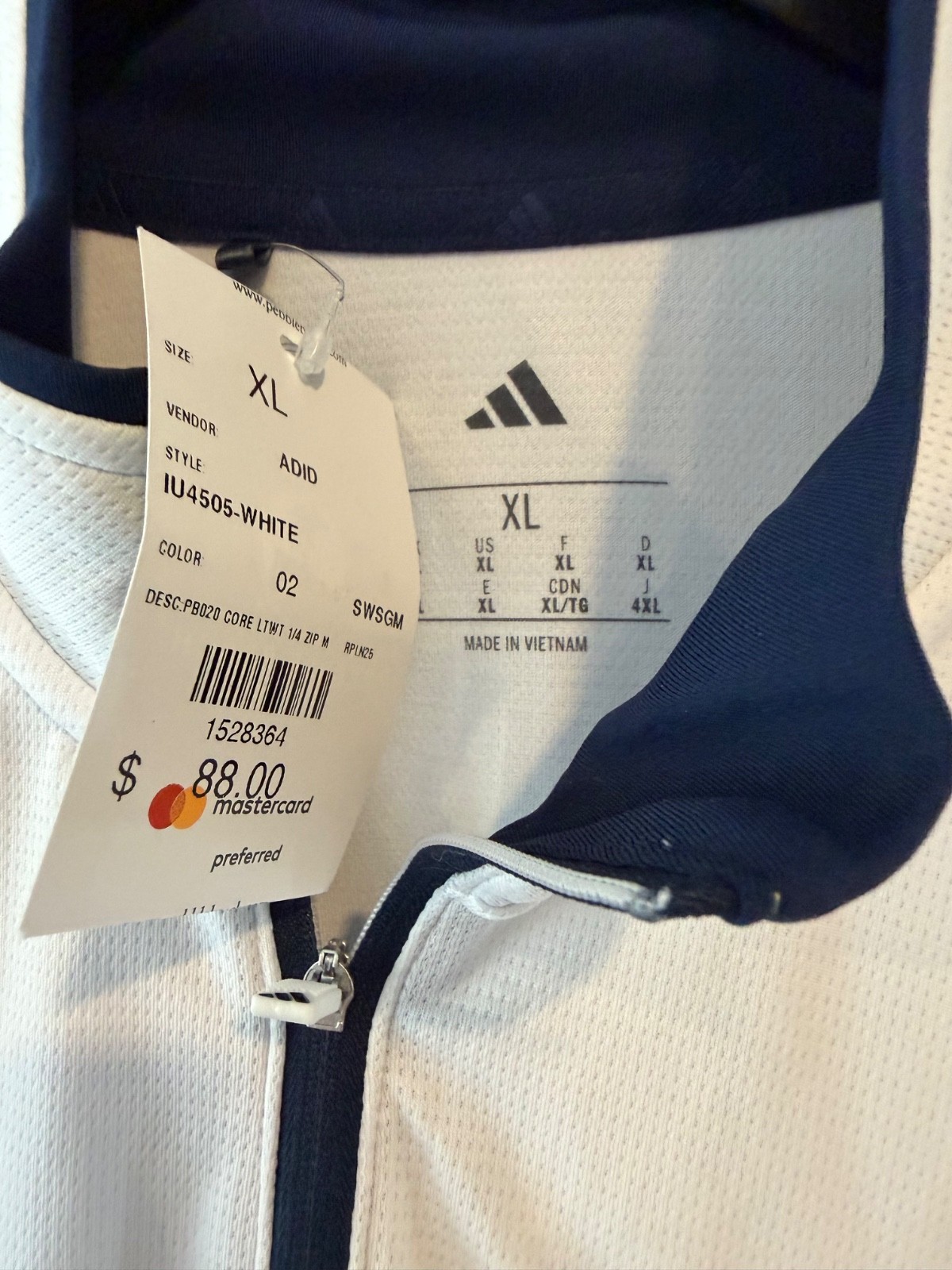 Adidas Men’s Lightweight Quarter-zip Pullover Size XL - Pebble Beach BNWT gallery