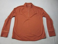 PrAna Shirt Mens XL Orange 1/4 Zip Merino Blend Waffle Mock Thermal Pullover