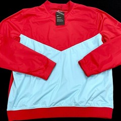 Nike Standard Fit Shield Victory Red Blue Crew Golf Pullover LARGE