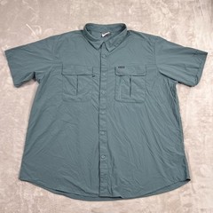 Columbia Shirt Mens 2XL Blue Gray Breathable Lightweight Short Sleeve Vented