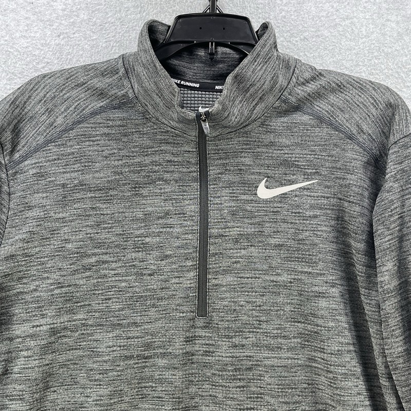 Nike Running Mens Pullover Sweater Medium M Dri-Fit 1/4 Zip Gray Activewear gallery