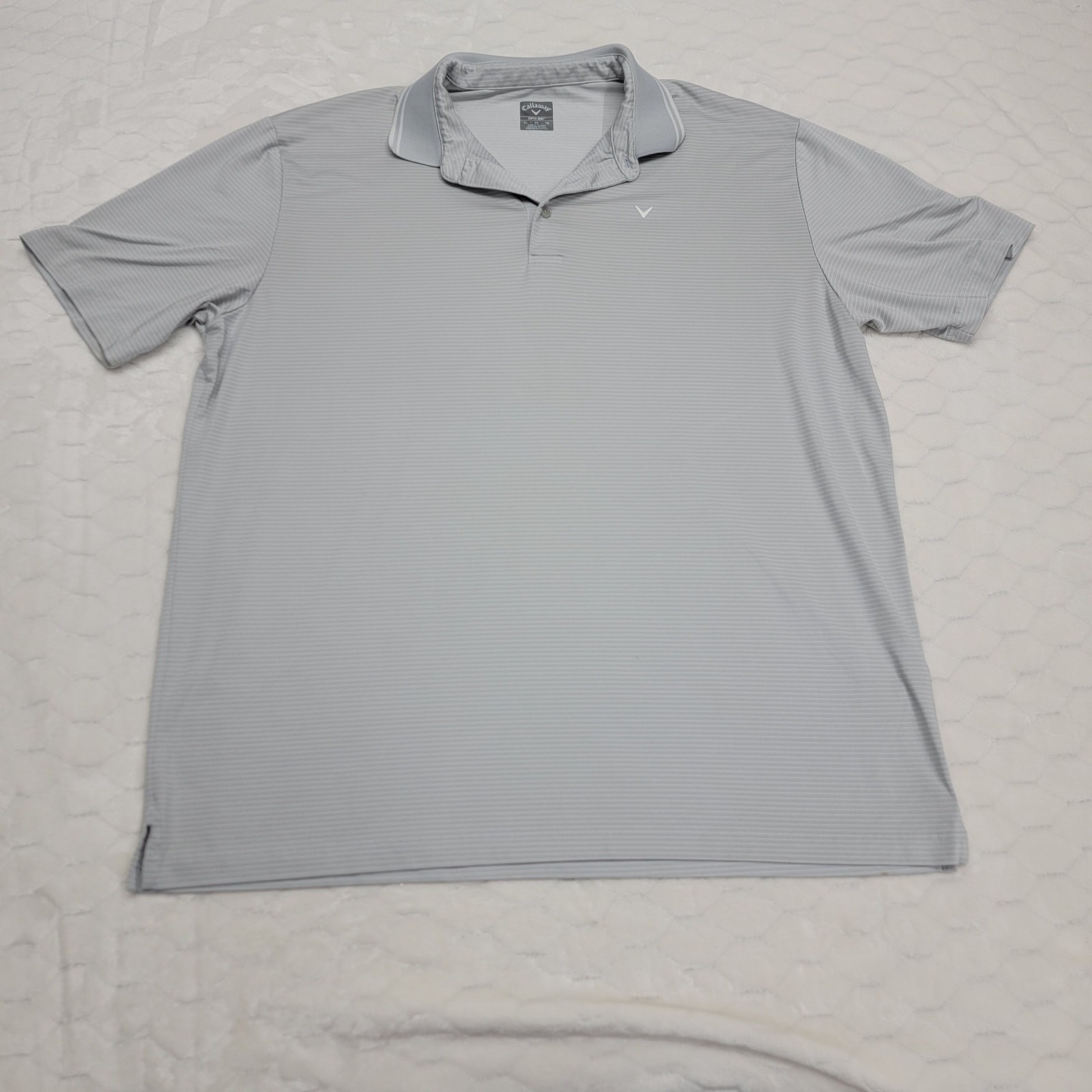 Callaway Opti-Dri Polo Shirt Mens XL Gray Striped Short Sleeve Golf Performance gallery