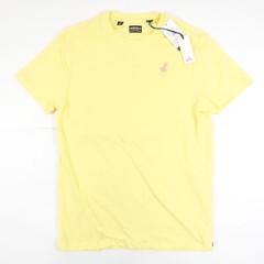 BUFFALO DAVID BITTON YELLOW SMALL EMBROIDERED LOGO TEE TSHIRT MENS DEFECT