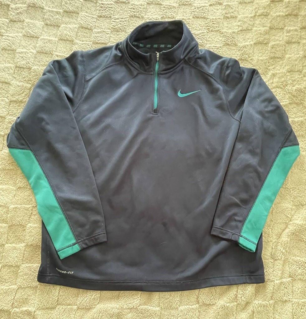 Nike Therma-Fit 1/4 Zip Pullover Men's XLarge Long Sleeve 100% Blue/Green gallery