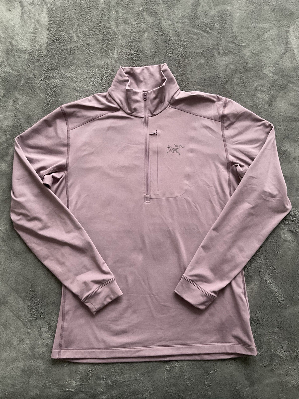 Arc'teryx Men's Rho LT Zip Neck Men’s Size Large Long Sleeve Gray/Pink Hiking gallery