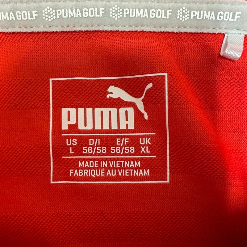 Puma Red Striped 3 Button Front Golf Polo Performance Wear Size L gallery