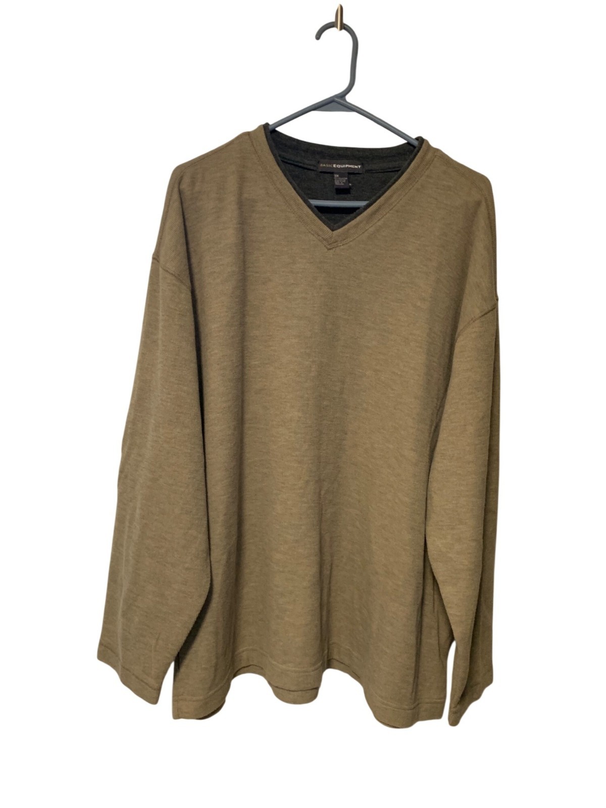 Basic Equipment Mens Size 3X Pullover Thermal SHirt Top Long Sleeve Waffleknit V gallery
