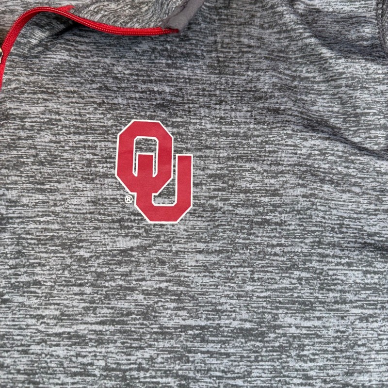 Oklahoma Sooners Colosseum Pullover Gray Red Quarter Zip Men's Size L gallery