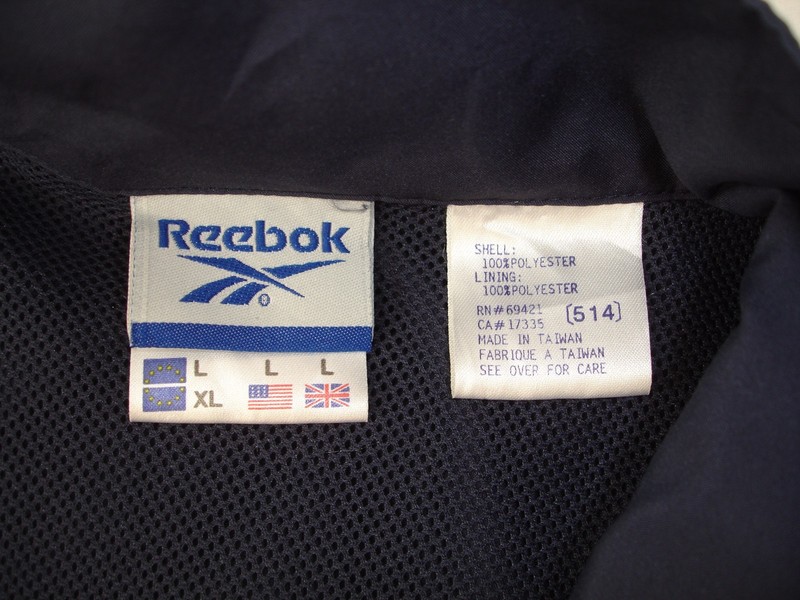 REEBOK AUTHENTIC MENS L DARK BLUE LIGHT BLUE STRIPE FULL ZIP TRACK TOP gallery