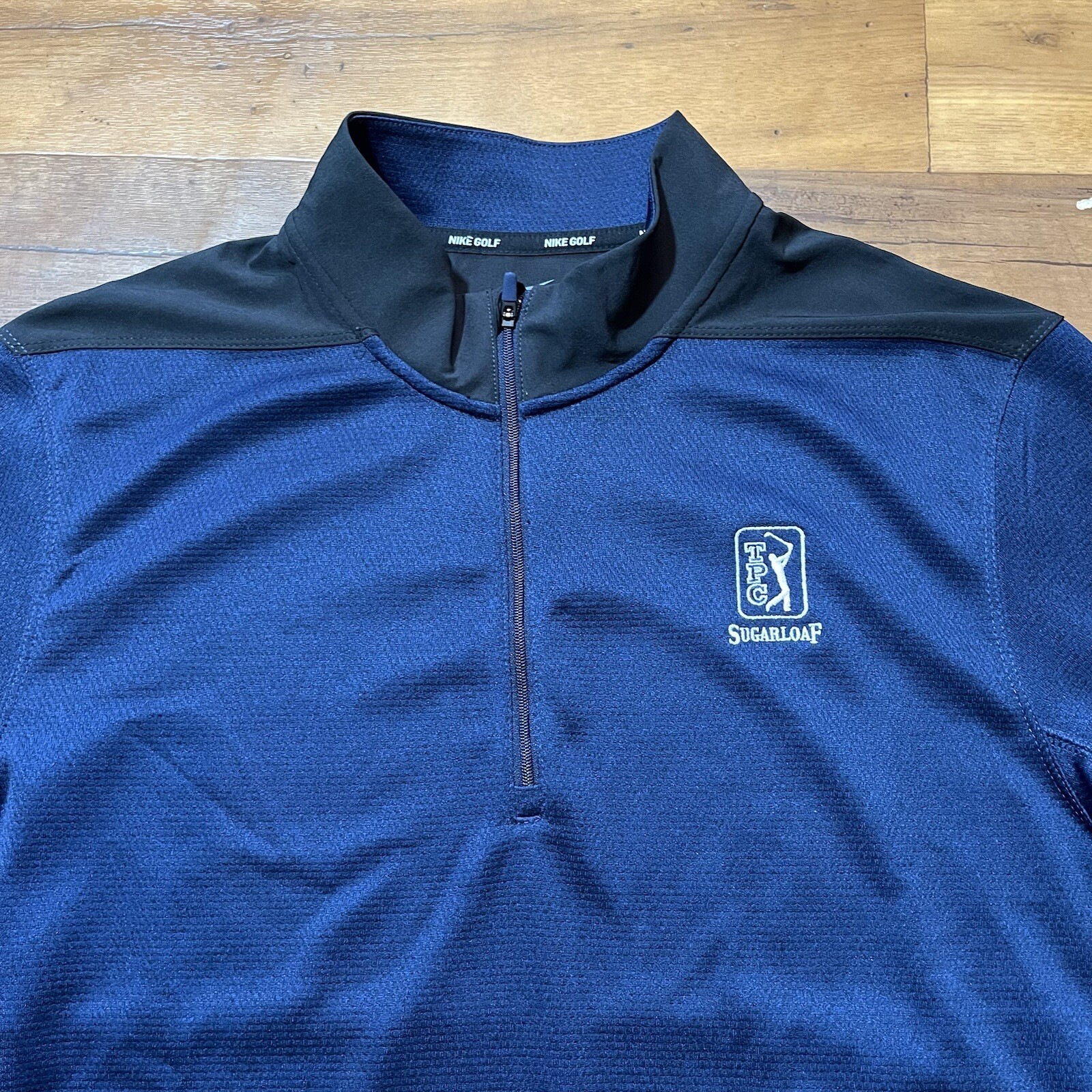 Nike Golf 1/4 Zip Pullover Men's Medium Blue Black Dri-Fit TPC Sugarloaf gallery