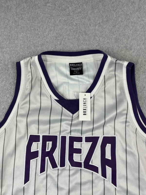 Dragon Ball Z Frieza Basketball Jersey Mens M Gray Purple Pinstripe DBZ gallery