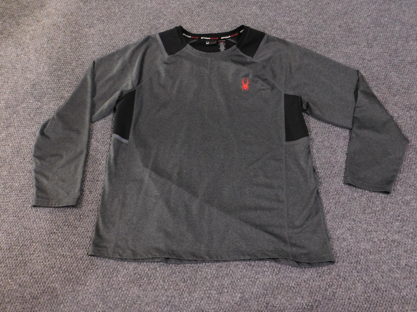 Spyder Active Shirt Mens XL Gray Long Sleeve Performance Pullover ProWB Logo gallery