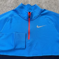 Nike DRI-FIT Element 1/4 Zip Running Pullover Long Sleeve Shirt Men M Blue 27″