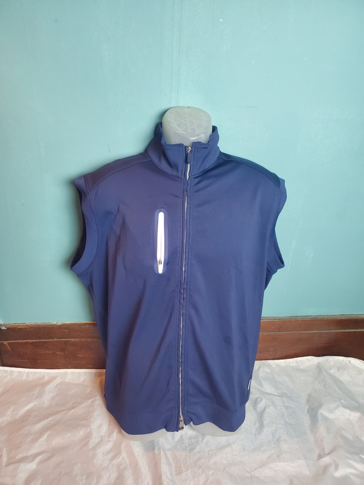 Bobby Jones Wind Vest Men's Size Large L Golf Full Zip Sleeveless X-H20 Blue gallery