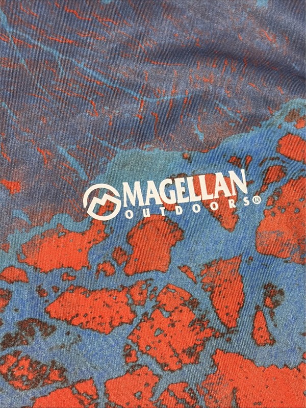 NWT Men’s M Magellan Red Realtree Fish Ombre Camouflage Reversible Stretch Shirt gallery