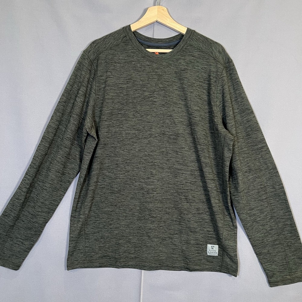 Rugged Elements Durable Utility Long Sleeve Shirt Men’s SzL Olive Green Spandex