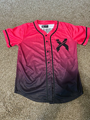 Excision Headbanger Button-Front Baseball Jersey Pink/Black Gradient Mens L