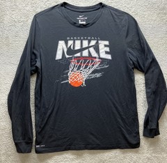 Nike Dri Fit Basketball Swish Men’s Long Sleeve Black T-Shirt Size Large