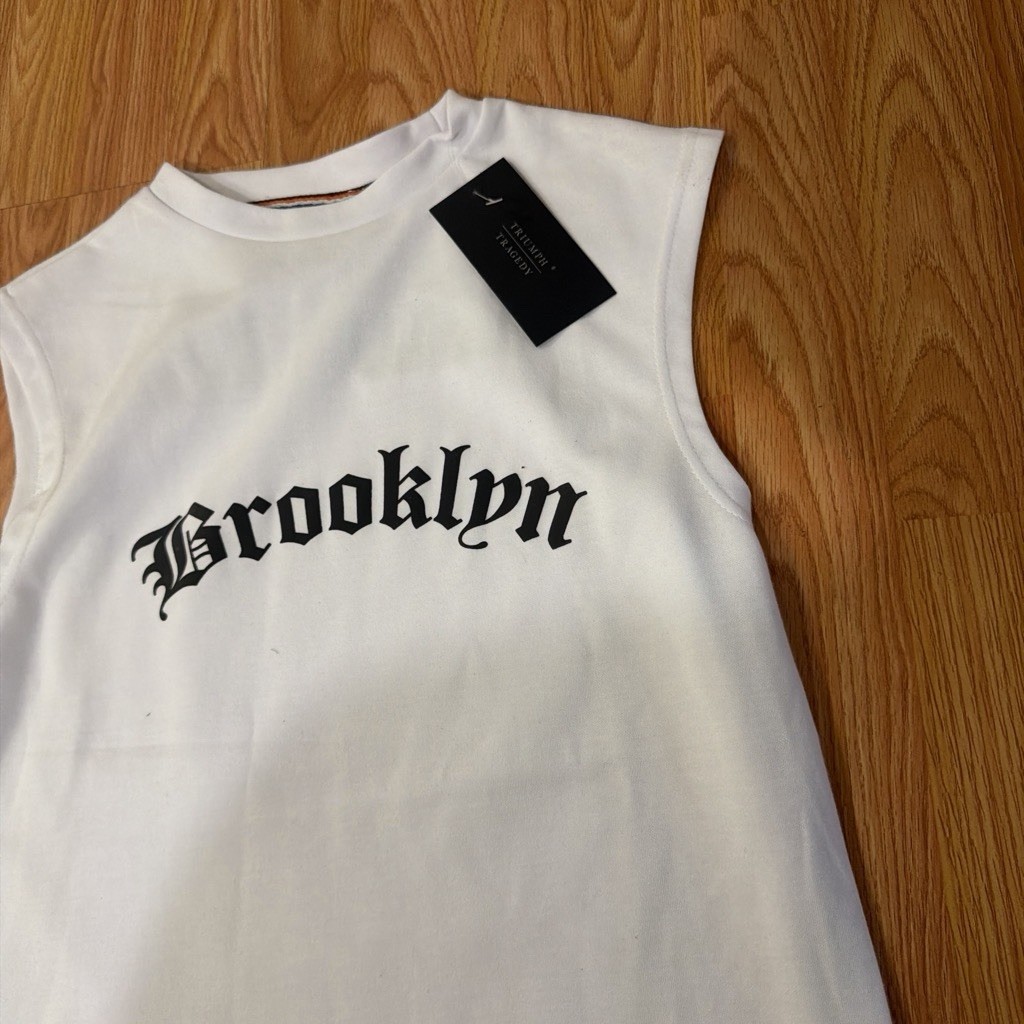Triumph Tragedy Men's Graphic Print Tank Top S White Cotton Crew Neck Tagless gallery