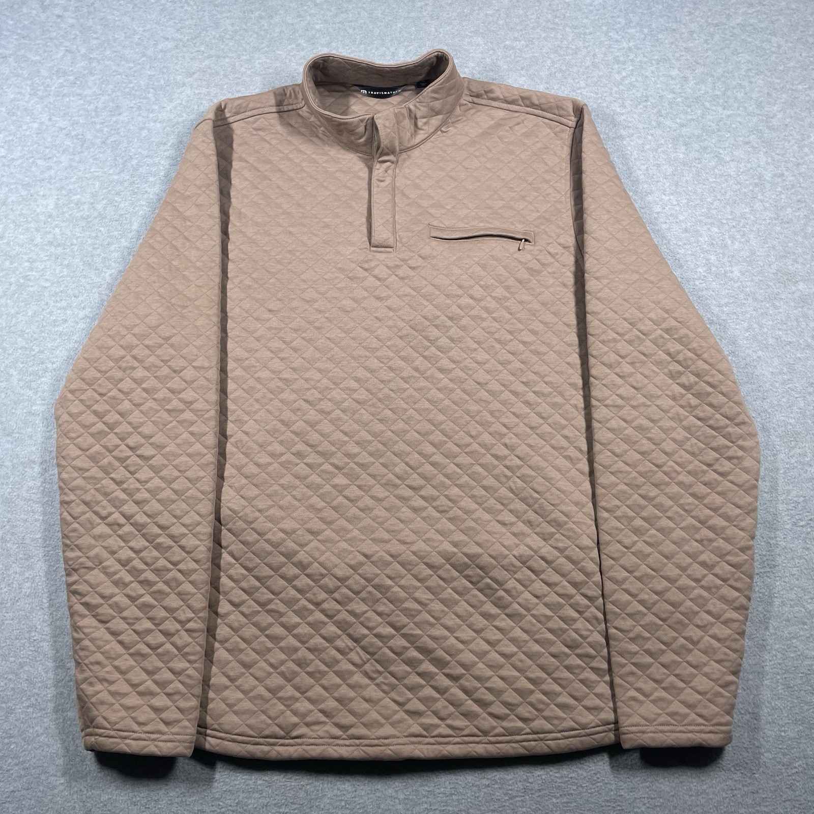 Travis Mathew Transatlantic 1/4 button quilted pullover mens XL brow long sleeve gallery