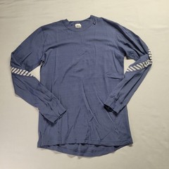 Helly Hansen Mens Lifa Base Layer Long Sleeve Shirt Blue Striped Elbow Medium