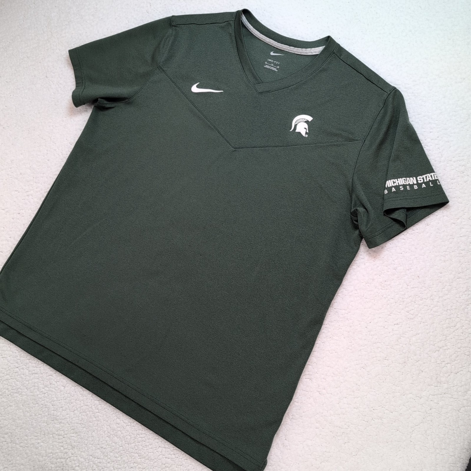Nike Dri-FIT Michigan State Spartans Baseball Shirt Men's XL Short Sleeve Green gallery