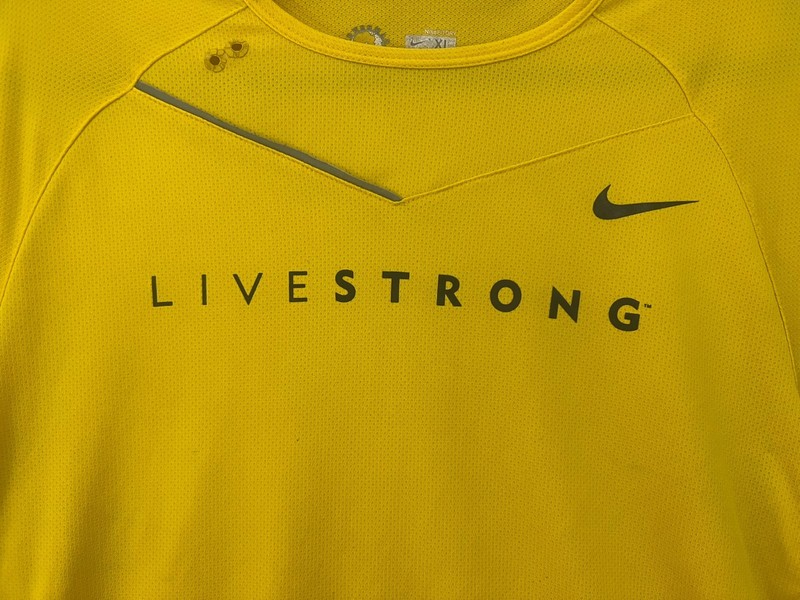Nike Men's Large Livestrong Shirt Yellow Fit Dry Bowerman Series Cycling gallery