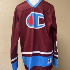 Champion Mens Jersey Burgundy Blue #19 Long Sleeve V Neck Guatemala L New