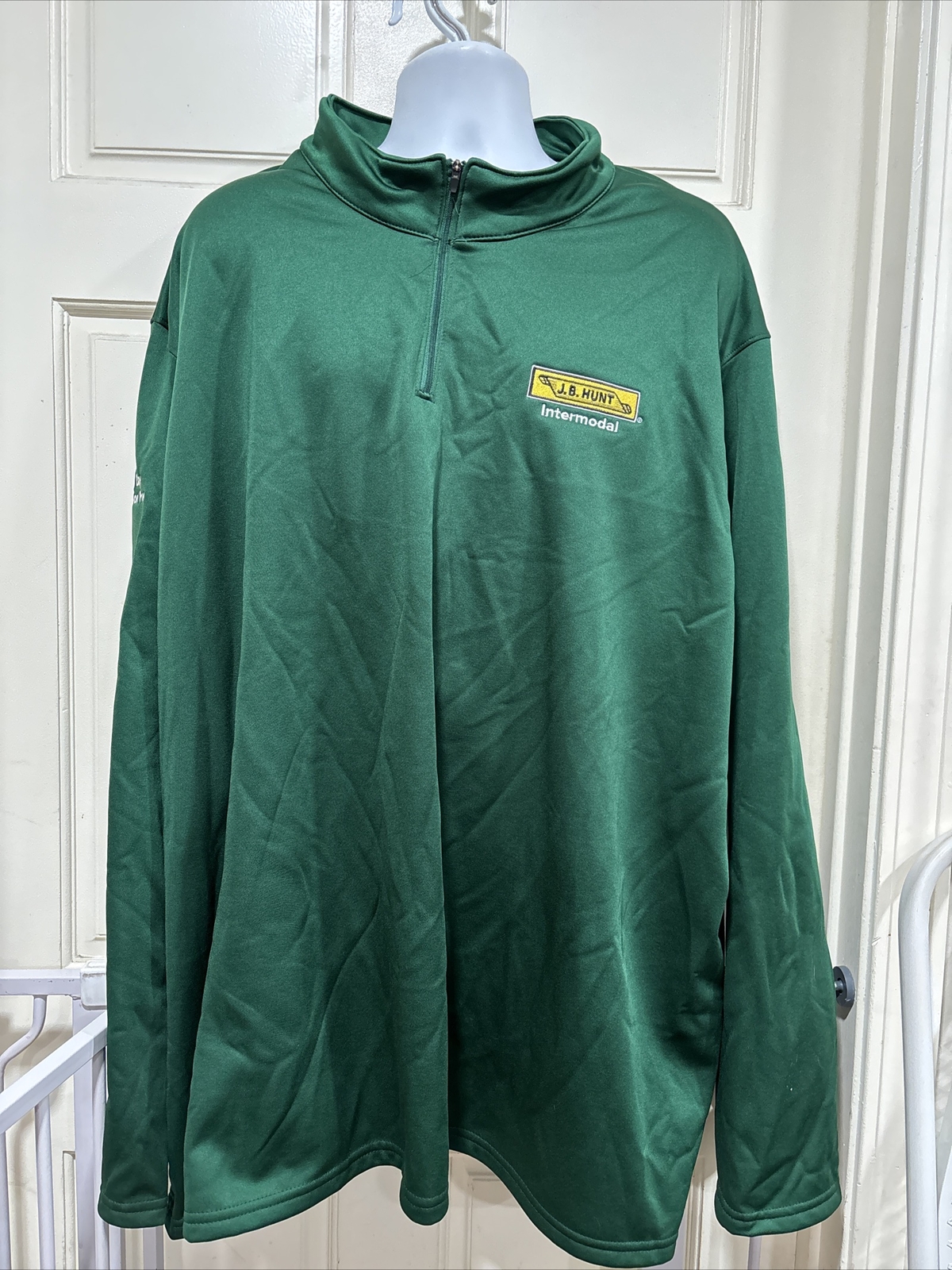 J.B. Hunt Trucking Shirt Green 1/4 Zip Long Sleeve Pullover 5XL JB Hunt gallery