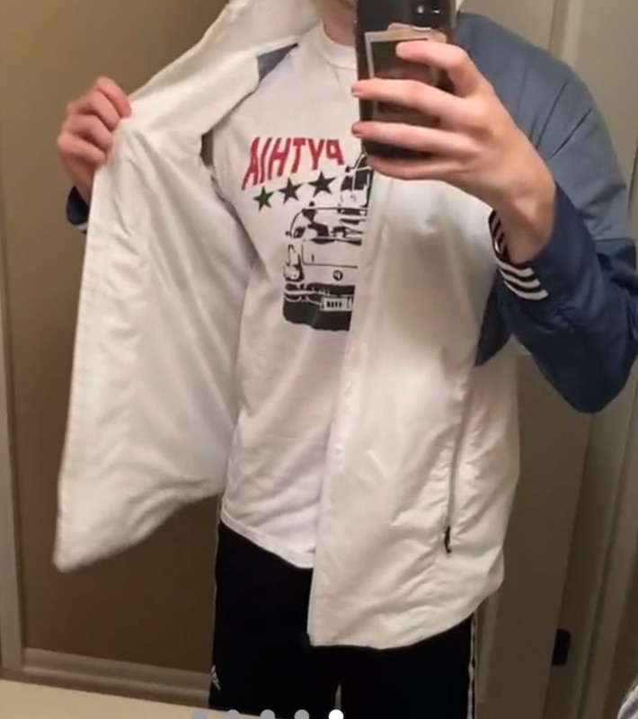 NWT Adidas Equipment Jacket Windbreaker White Blue Cal Surf Sm gallery