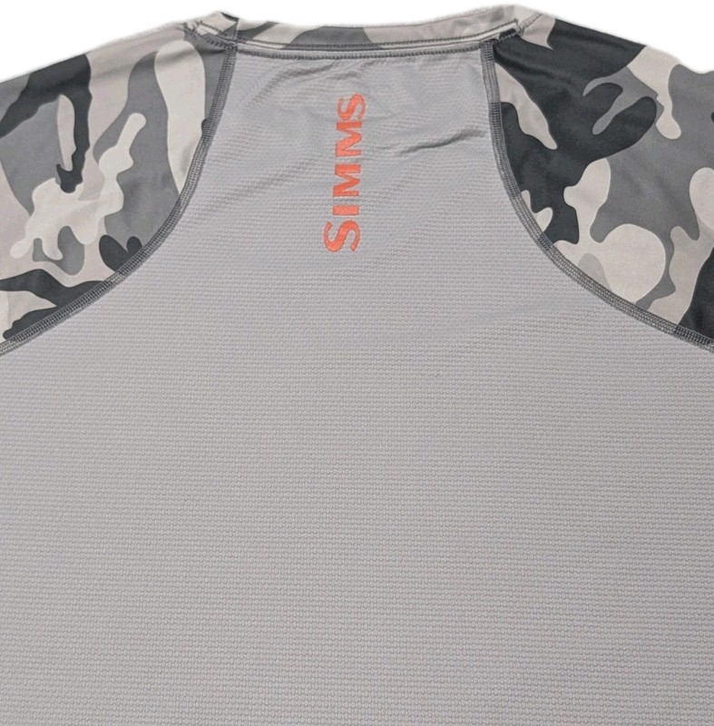 Simms SolarFlex Crewneck Long Sleeve Shirt Men's Medium Camo Gray 100% Polyester gallery