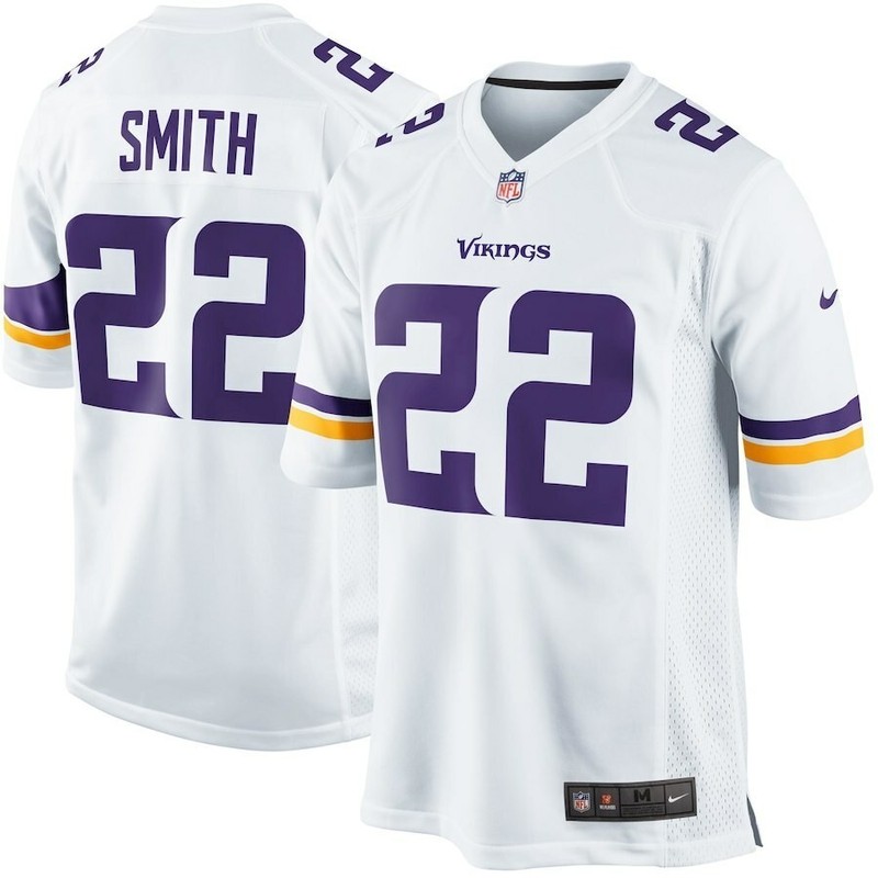Men's #22 Harrison Smith White/Purple Player SportShirt Adult - All Stitched gallery