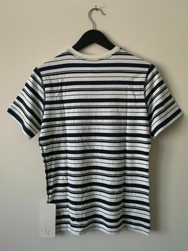 NWT LULULEMON 5 Year Basic V Neck Shirt Top Men's Small TSWB Navy White Stripe gallery