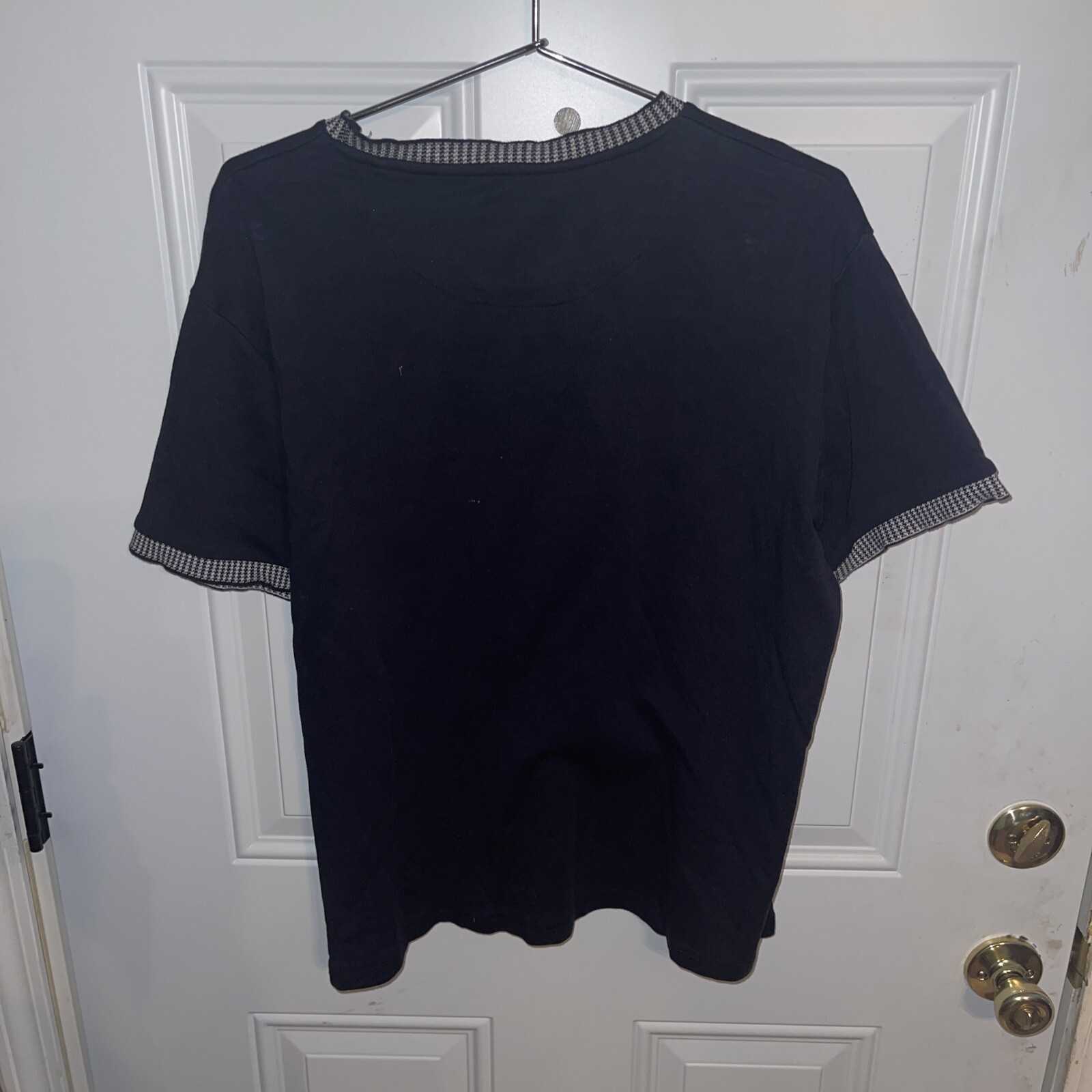 Denim & Flower Textured Short Sleeve Shirt Dark Blue Pocket XXL NWOT gallery