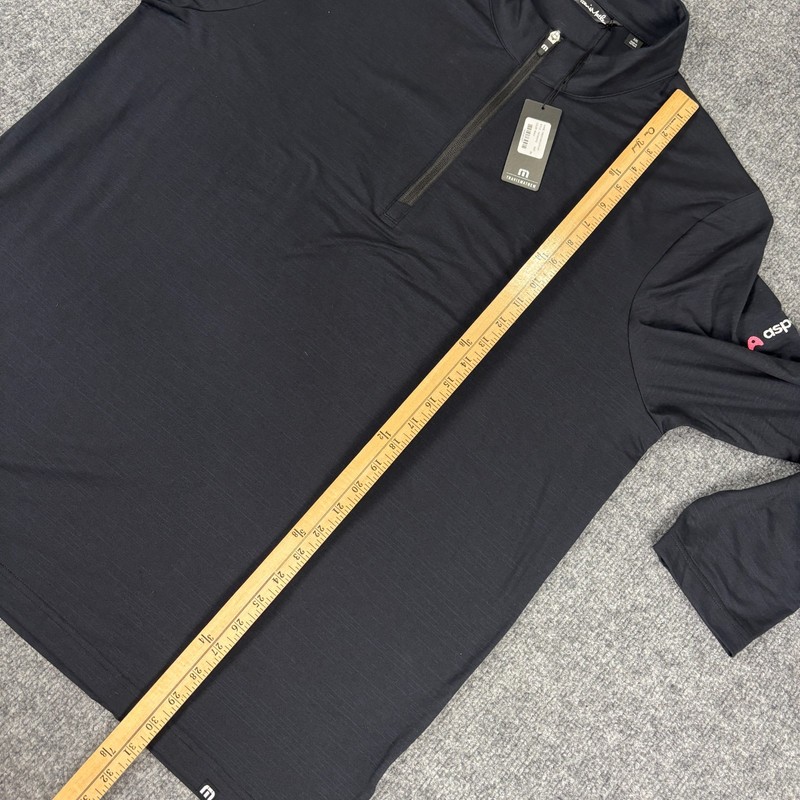 Travis Mathew NWT Crestview 1/4 Zip Pullover Mens 2XL Black Company Logo gallery