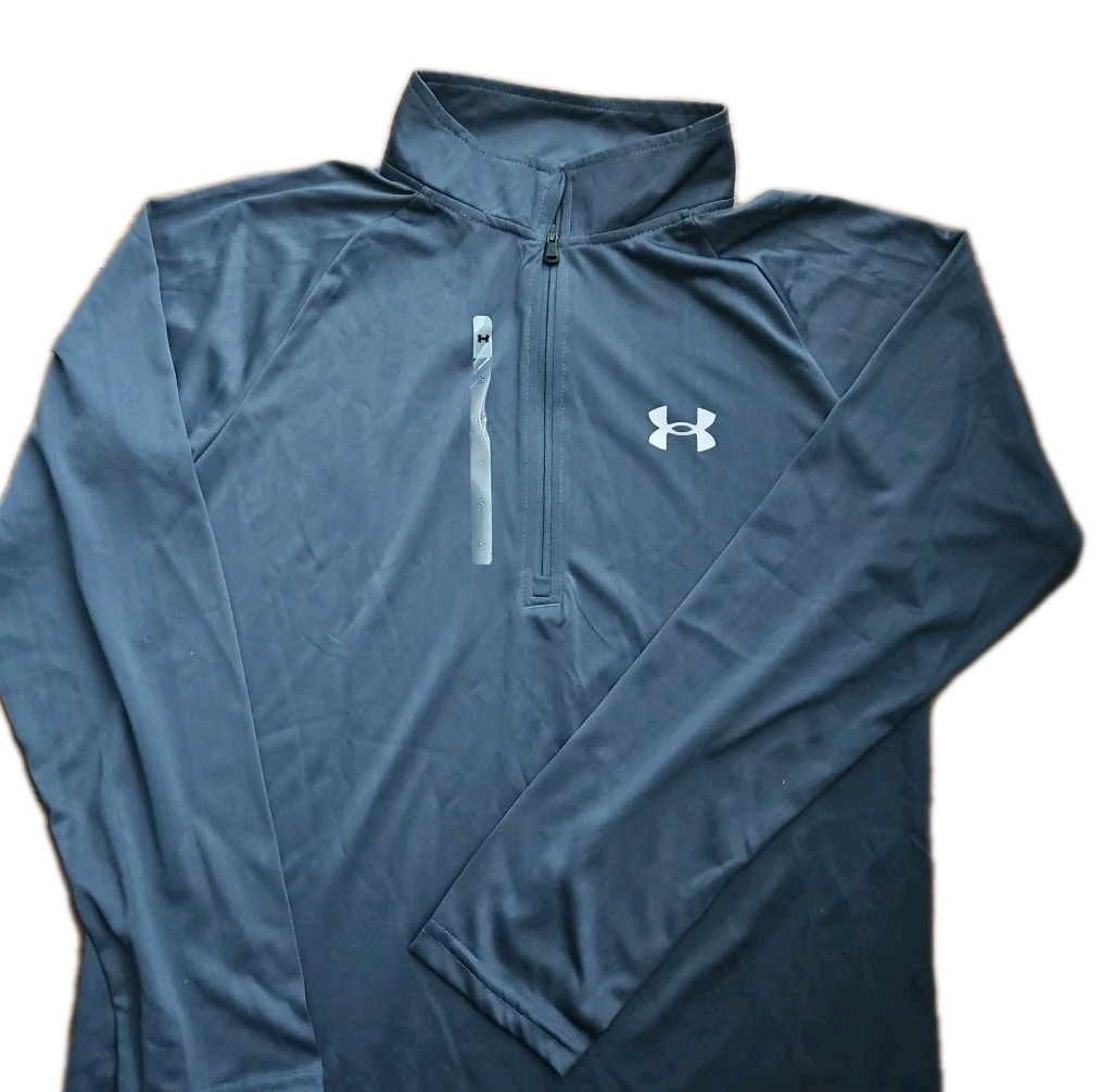 Under Armour Mens Heat Gear Long Sleeve 1/2 Zip Shirt Stretch Dk Gray Large New. gallery