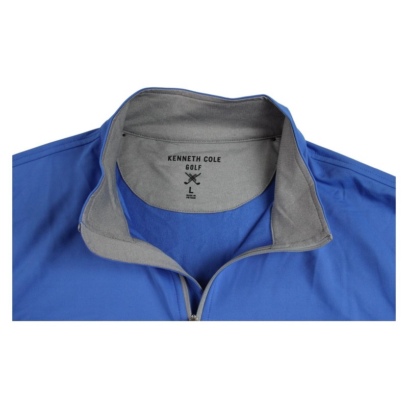Kenneth Cole Golf Pullover Mens L Blue 1/4 Zip Stretch Light Performance $69 NEW gallery