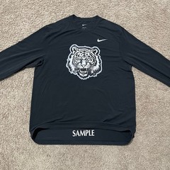 Nike Tigers Shirt Mens Large Black Snarling Tiger Long Sleeve Dri-Fit SAMPLE
