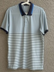 G/FORE Mens Golf Performance Two-Tone Blue Striped Polo Stretch S/Sleeve Size M