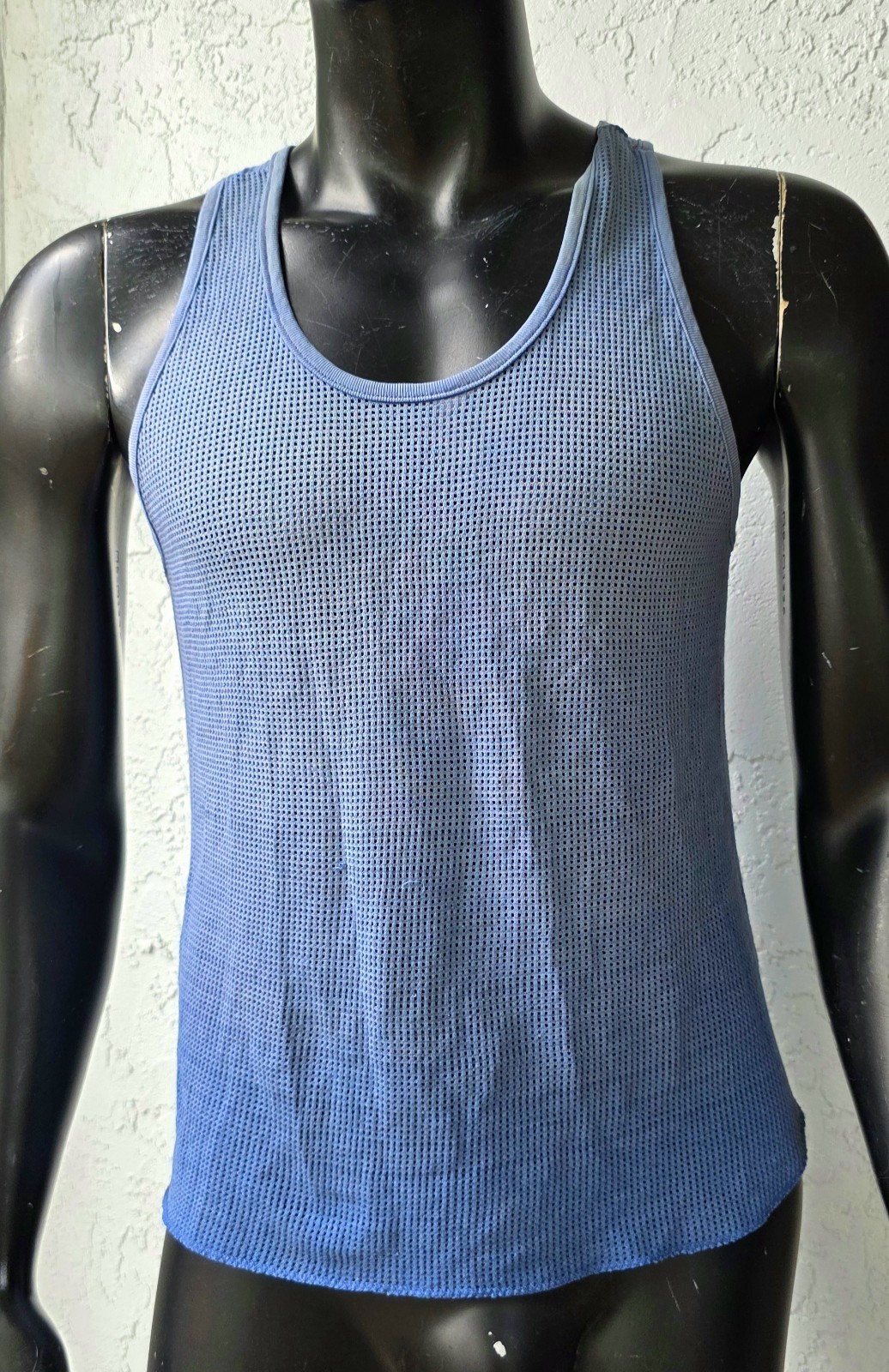 Vintage 80s Athletic Works Mens Blue Mesh Tank Top Size Medium gallery