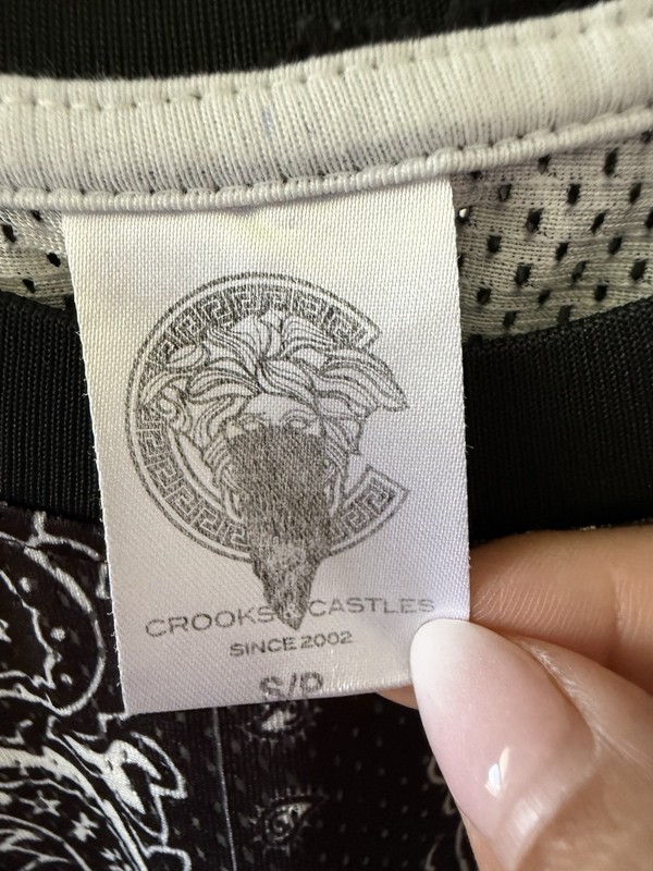 Crooks & Castles Mesh Basketball Jersey Tank Top Mens Small Black Paisley gallery