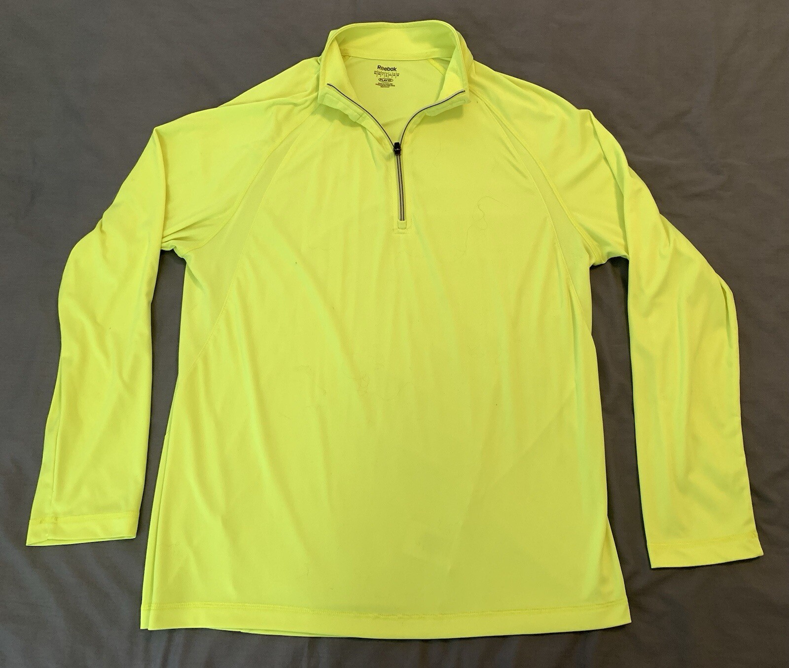 Reebok Play Dry 1/4 Zip Long Sleeve Shirt Men's Medium Bright Green/Yellow gallery