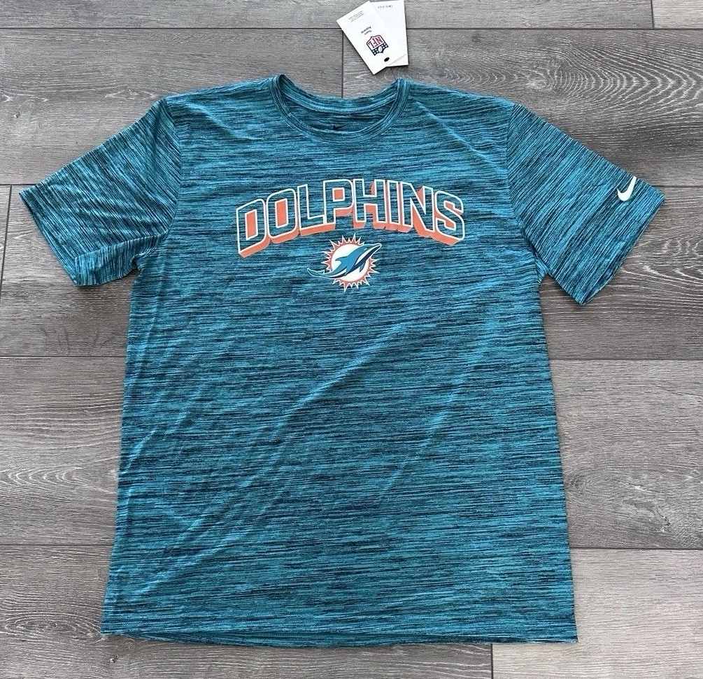 Nike Dri-FIT Miami Dolphins Men's Crew Neck T-Shirt L Teal Black 100% Polyester gallery