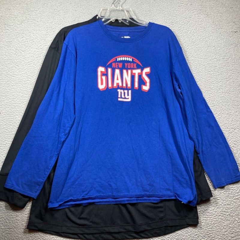 New York Giants Tops Mens XL 3 Pack Blue Black 1/4 Zip, 2 T Shirts FLAWS gallery