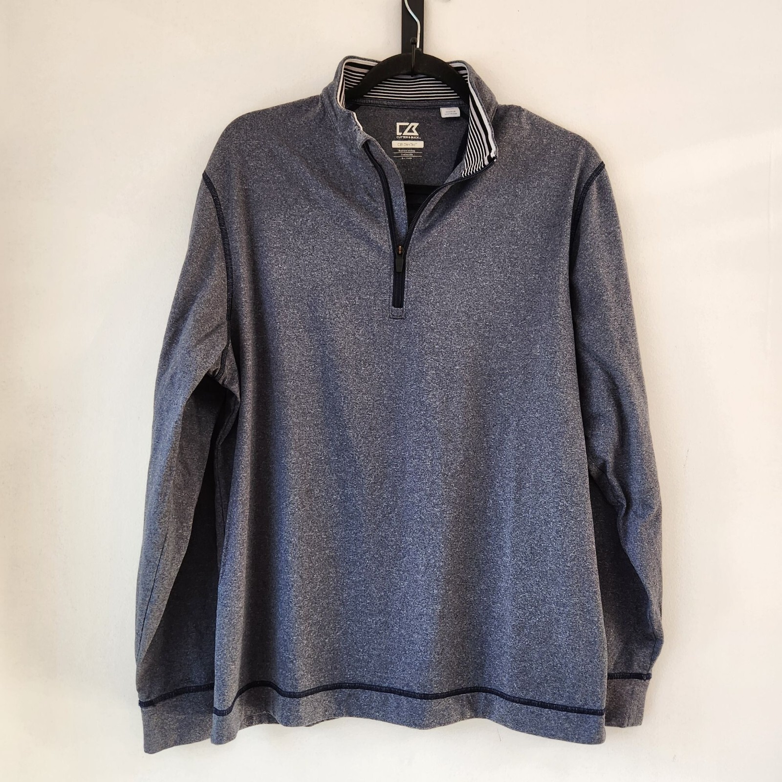 Cutter & Buck CB DryTec Grey Quarter Zip Pullover Sweatshirt Top Men's M gallery