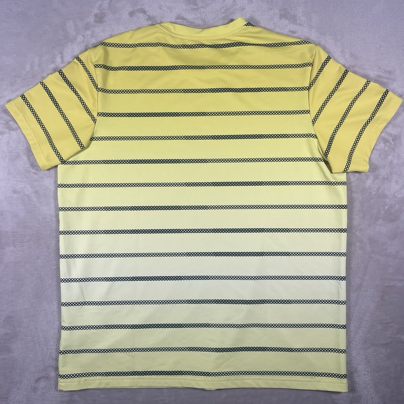 Nike Court Team DryFit Tennis T-Shirt Beaded Striped Yellow ombre Mens XL gallery
