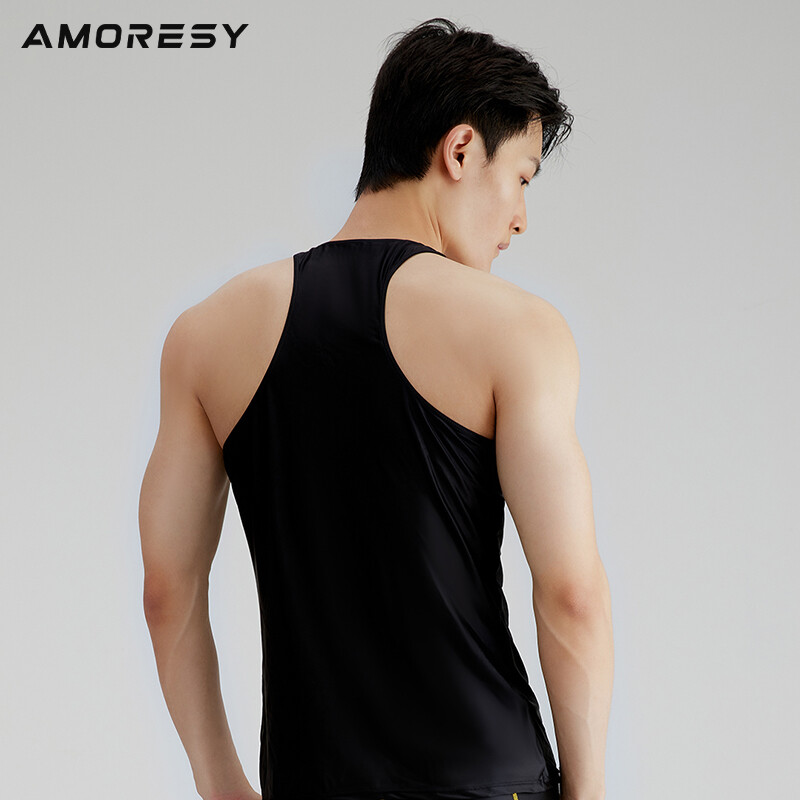 AMORESY Glossy Breathable Top Sleeveless Activewear Vests Running Fitness Summer gallery