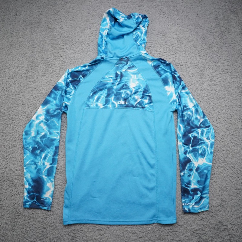 Habit Fishing Shirt Mens S Blue Graphic Water Long Sleeve Hooded Light Sunprotec gallery